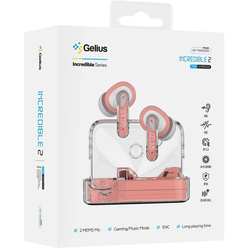 Фото - Навушники вкладиші бездротові TWS Gelius Incredible 2 GP-TWS033X Pink (98755)