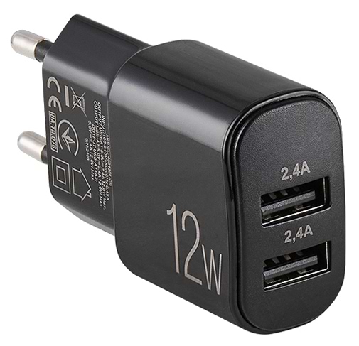 Фото - Сетевое зарядное устройство Brevia ePower 12W 2xUSB-A (45012DUB)