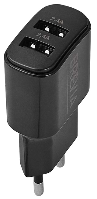 Фото - Сетевое зарядное устройство Brevia ePower 12W 2xUSB-A (45012DUB)