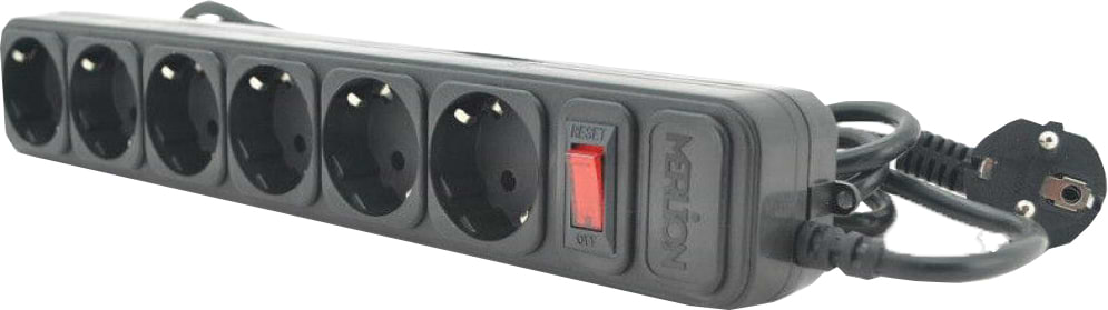 Сетевой фильтр Merlion 6 розеток 1.8 м (B618) - Фото 1