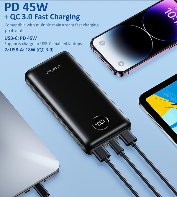 Фото - Уцінка - Батарея мобільна Choetech 20000mAh 45W Black (B653-CCBK)