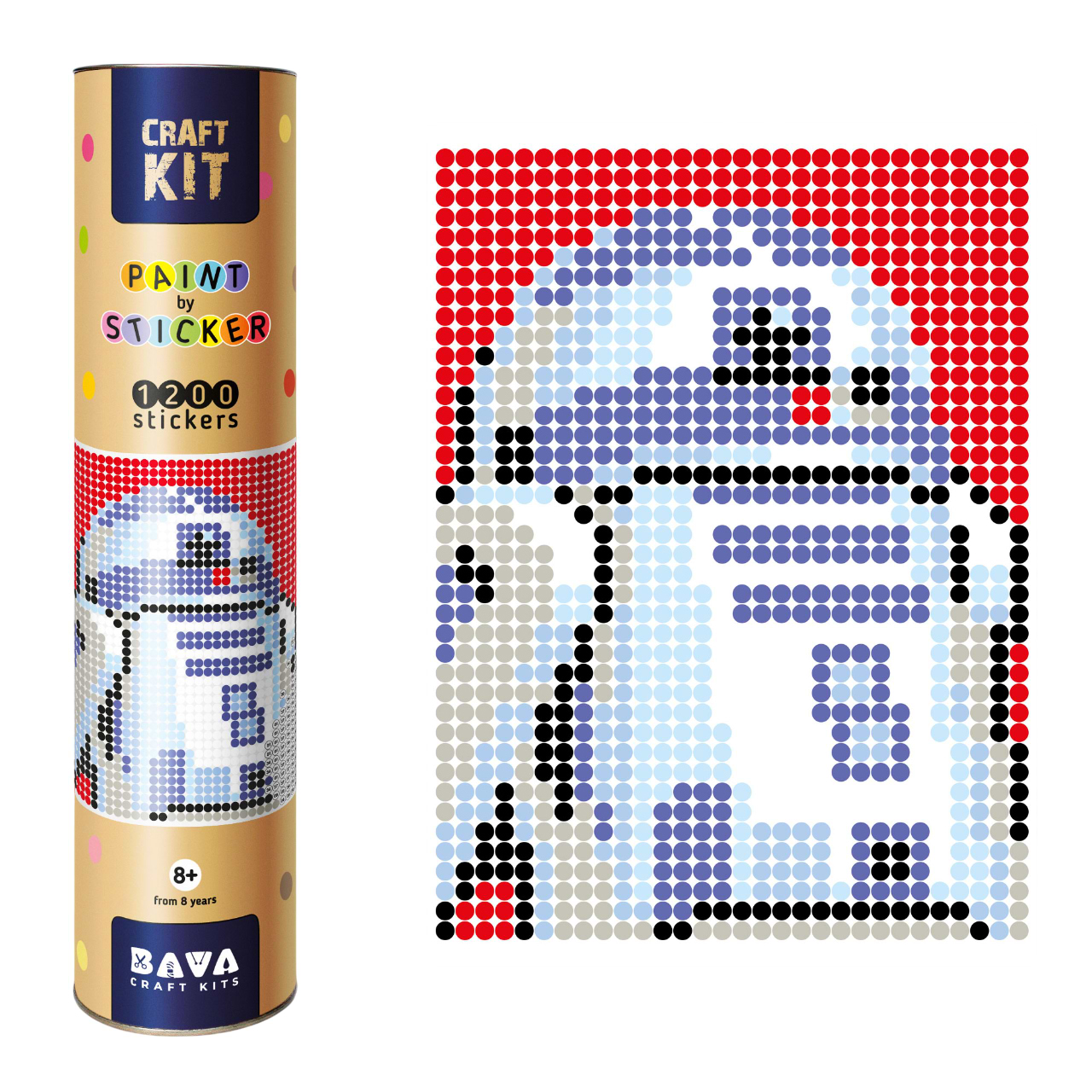 Стикерная мозаика Умняшка в тубусе Робот синий 33х48 см 1200 стикеров (1876)