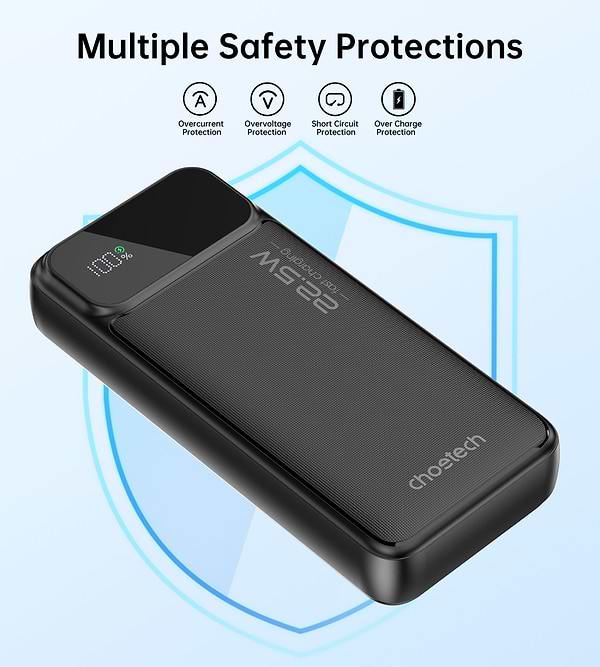 Фото - Батарея мобильная Choetech B729 20000mAh PD 22.5W Black (B729-BK)