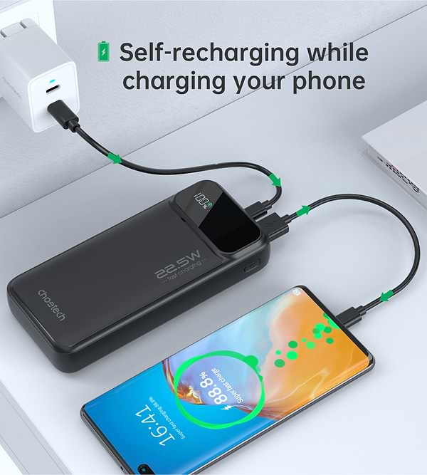 Фото - Батарея мобильная Choetech B729 20000mAh PD 22.5W Black (B729-BK)