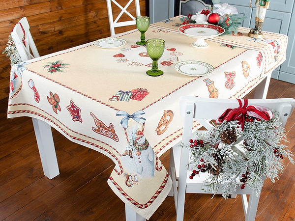 Фото - Скатертина прямокутна Lefard новорічна bisquit 140х180 см (732-190)
