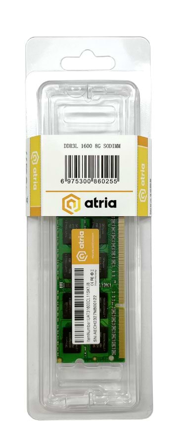 Фото - Память DDR ATRIA SO-DIMM DDR3 8/1600 (UAT31600CL11SK1/8)