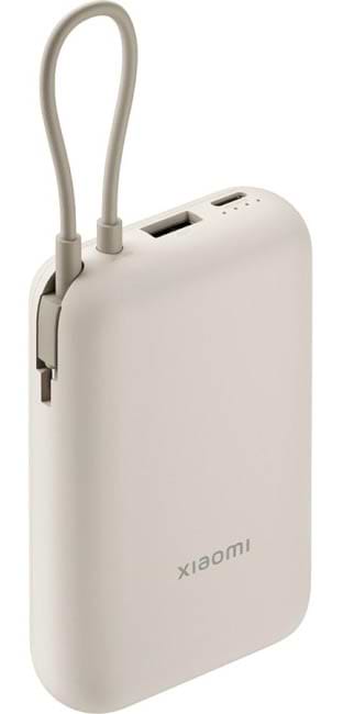 Батарея мобильная Xiaomi 10000mAh 22.5W Integrated Cable (BHR9072GL) Beige - Фото 1