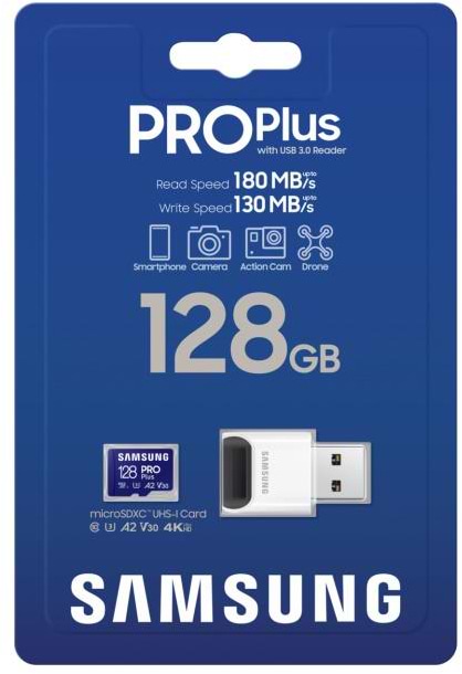 Фото - Карта пам'яті Samsung microSDXC PRO+ 128GB W/READER (MB-MD128SB/WW)