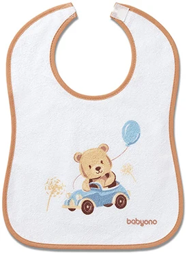 Нагрудник детский BabyOno махровый Я МОГУ БОЛЬШЕ бежевый мишка 26x36 см (833/01)