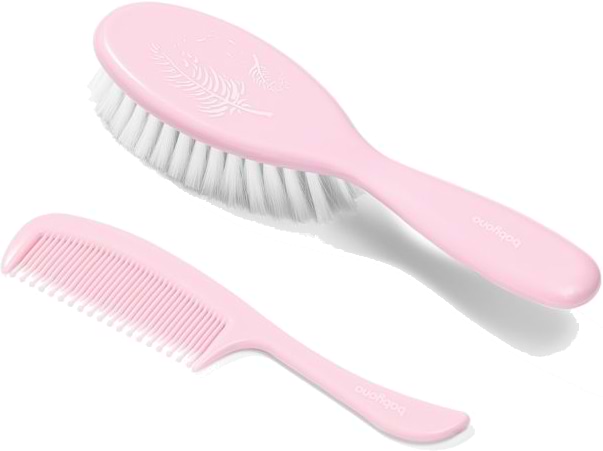 Набор расчесок для детских волос BabyOno щетка и гребешок - супер мягкая щетина, розовый (569/03)