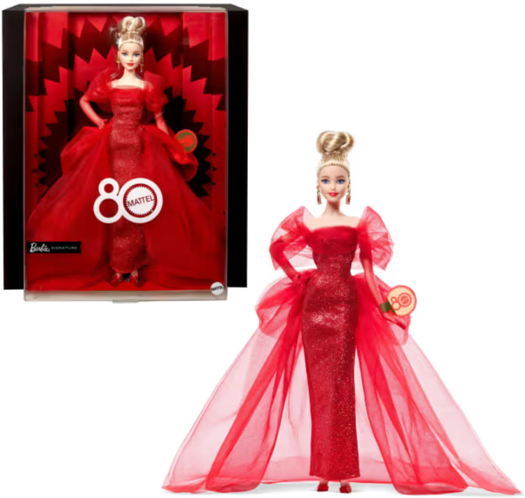 Коллекционная кукла Barbie «Ruby Red» к 80-летию Mattel — блондинка (JBJ17)