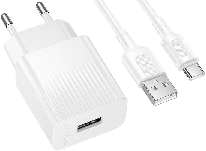 Фото - Мережевий зарядний пристрій BOROFONE BAS71A Source single-port charger set(Type-C) White (6941991122620)