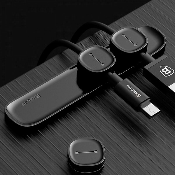 Фото - Тримач для кабелю Baseus Peas Cable Clip Black (ACWDJ-01)