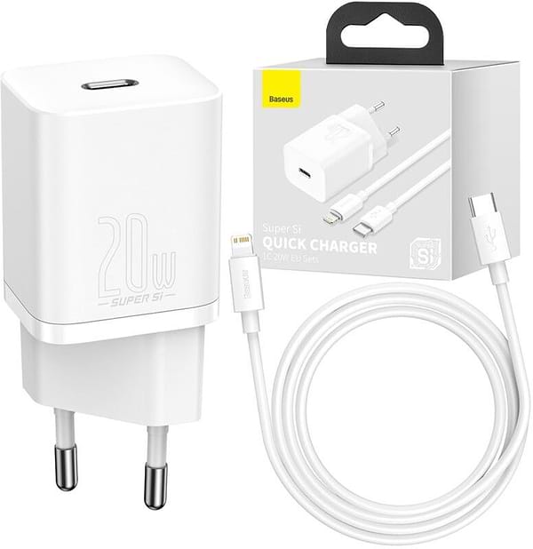 Фото - Сетевое зарядное устройство Baseus 20W Super Si USB-C (TZCCSUP-B02) White