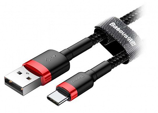 Фото - Кабель синхронизации данных Baseus Сafule Cable USB For Type-C 2A 2m Red-Black (CATKLF-C91)