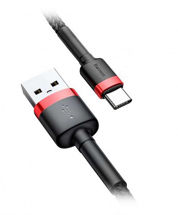 Фото - Кабель синхронизации данных Baseus Сafule Cable USB For Type-C 2A 2m Red-Black (CATKLF-C91)