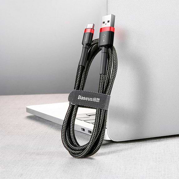 Фото - Кабель синхронизации данных Baseus Сafule Cable USB For Type-C 2A 2m Red-Black (CATKLF-C91)