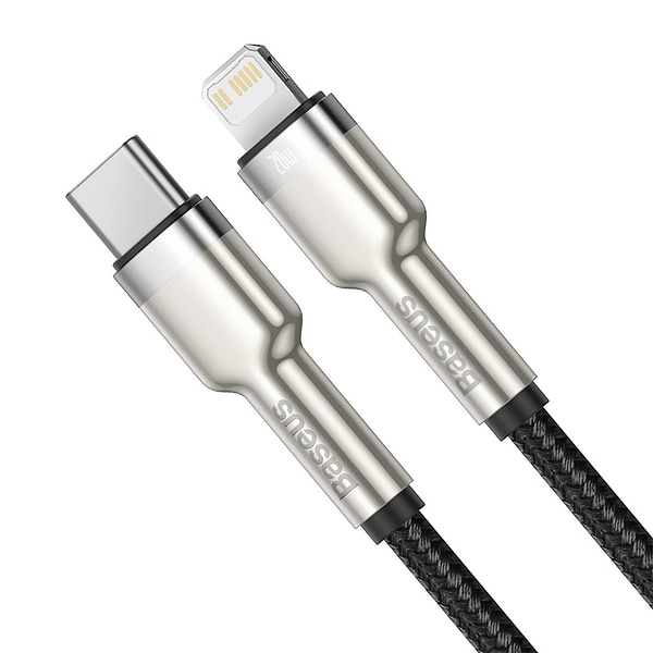 Фото - Кабель Baseus Cafule Metal USB-C-Lightning 1m Black (CATLJK-A01)