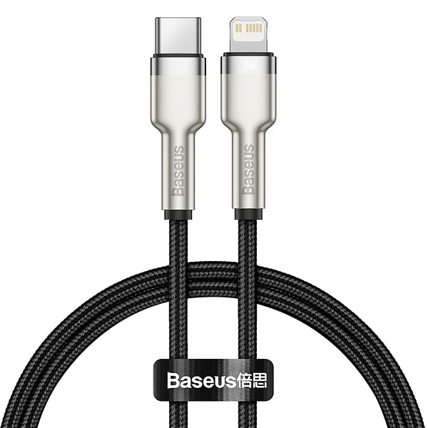Фото - Кабель Baseus Cafule Metal USB-C-Lightning 1m Black (CATLJK-A01)