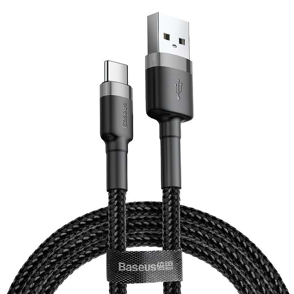 Фото - Кабель Baseus Cafule USB-USB-C 2A 3m Gray/Black (CATKLF-UG1)