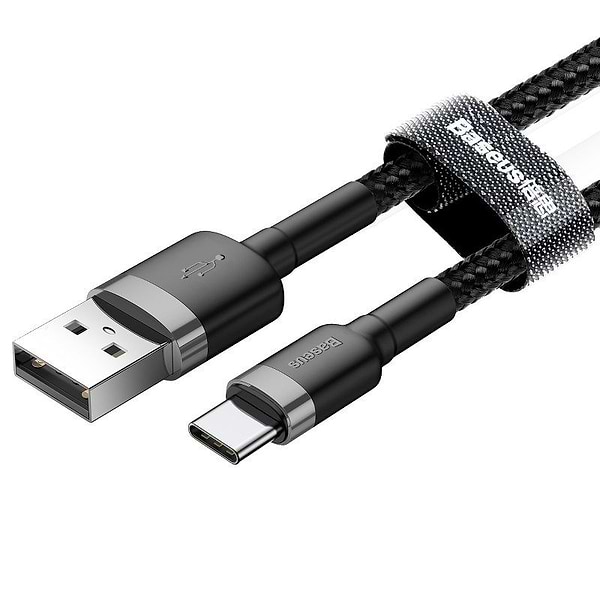 Фото - Кабель Baseus Cafule USB-USB-C 2A 3m Gray/Black (CATKLF-UG1)