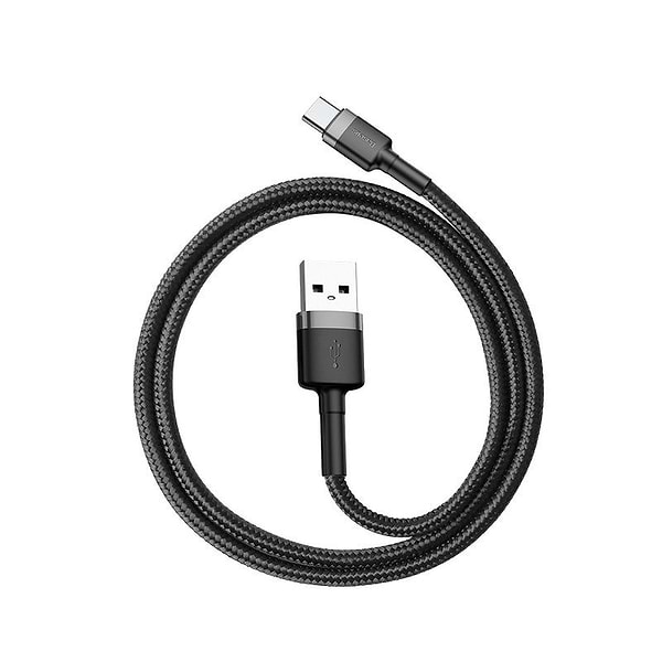 Фото - Кабель Baseus Cafule USB-USB-C 2A 3m Gray/Black (CATKLF-UG1)
