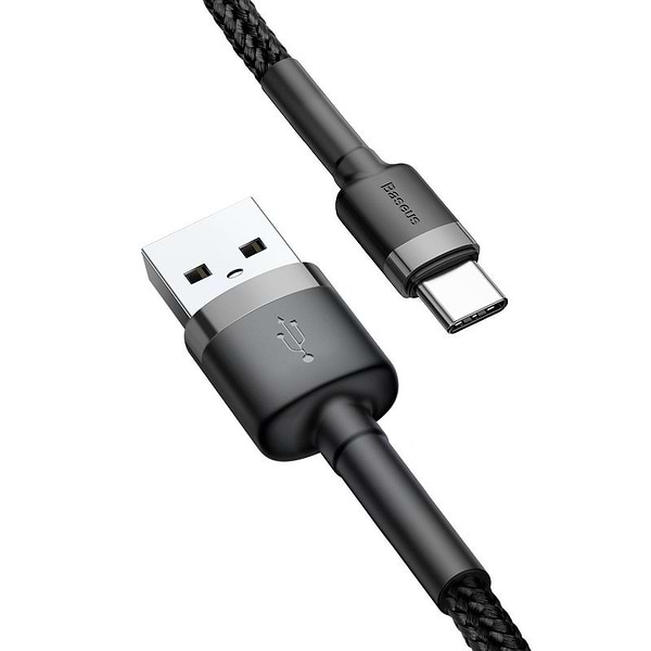 Фото - Кабель Baseus Cafule USB-USB-C 2A 3m Gray/Black (CATKLF-UG1)