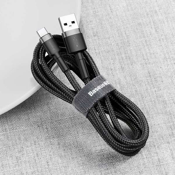 Фото - Кабель Baseus Cafule USB-USB-C 2A 3m Gray/Black (CATKLF-UG1)