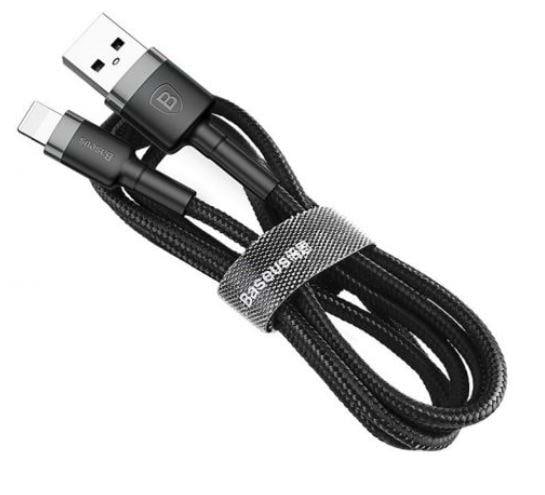 Кабель синхронізації даних Baseus Cafule USB to Lightning 2.4A 0.5м Black/Grey - Фото 1