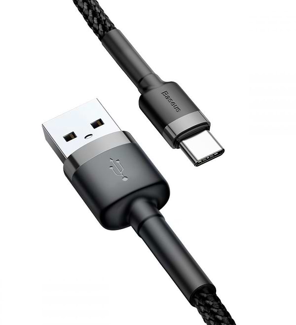 Фото - Кабель синхронізації даних Baseus Cafule USB Type-C 1m Black/Grey (CATKLF-BG1)