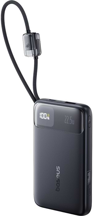 Батарея мобільна Baseus EnerFill FC11 Digital Display with Dual Built-in Cables 10000mAh 22.5W Cosmic Black (E0027R04)