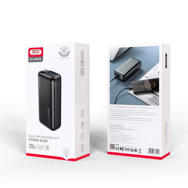 Фото - Батарея мобільна XO 30000 mAh 22.5W (PR200-BK)
