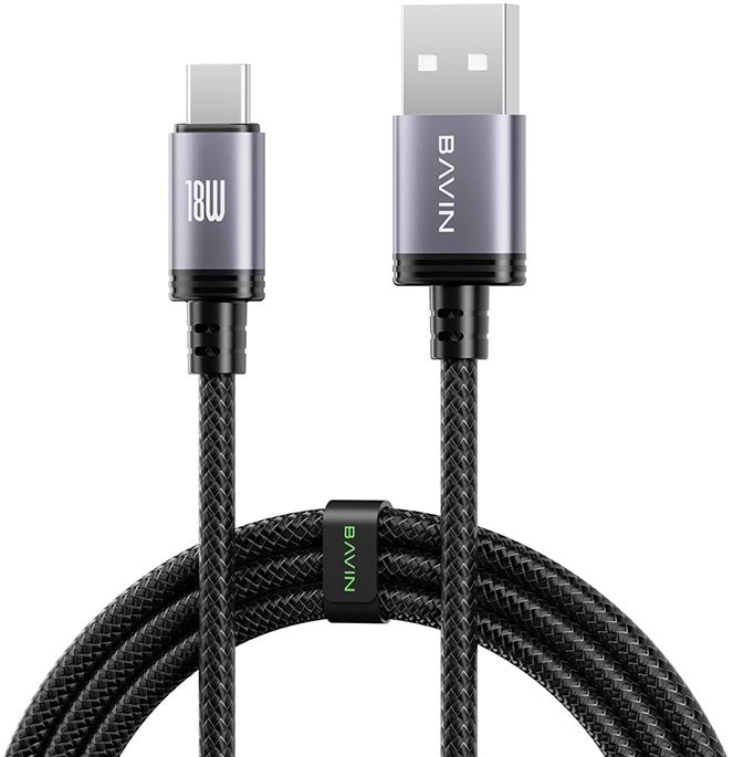 Кабель Bavin 18W USB-A/Type-C 1m Black (U-CB364-C BK)