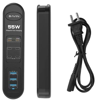 Мережевий фільтр Bavin PC2109-EU 55W 6xUSB-C (PD) + 3xUSB-A QC3.0 FAST CHARGER 1M Black (C-S-PC2109-EU BK)