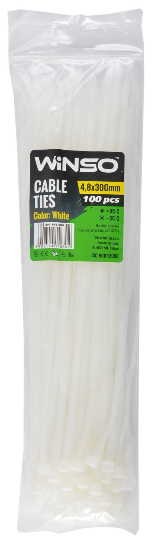 Набор хомутов Winso белые 4,8x300 (148300)