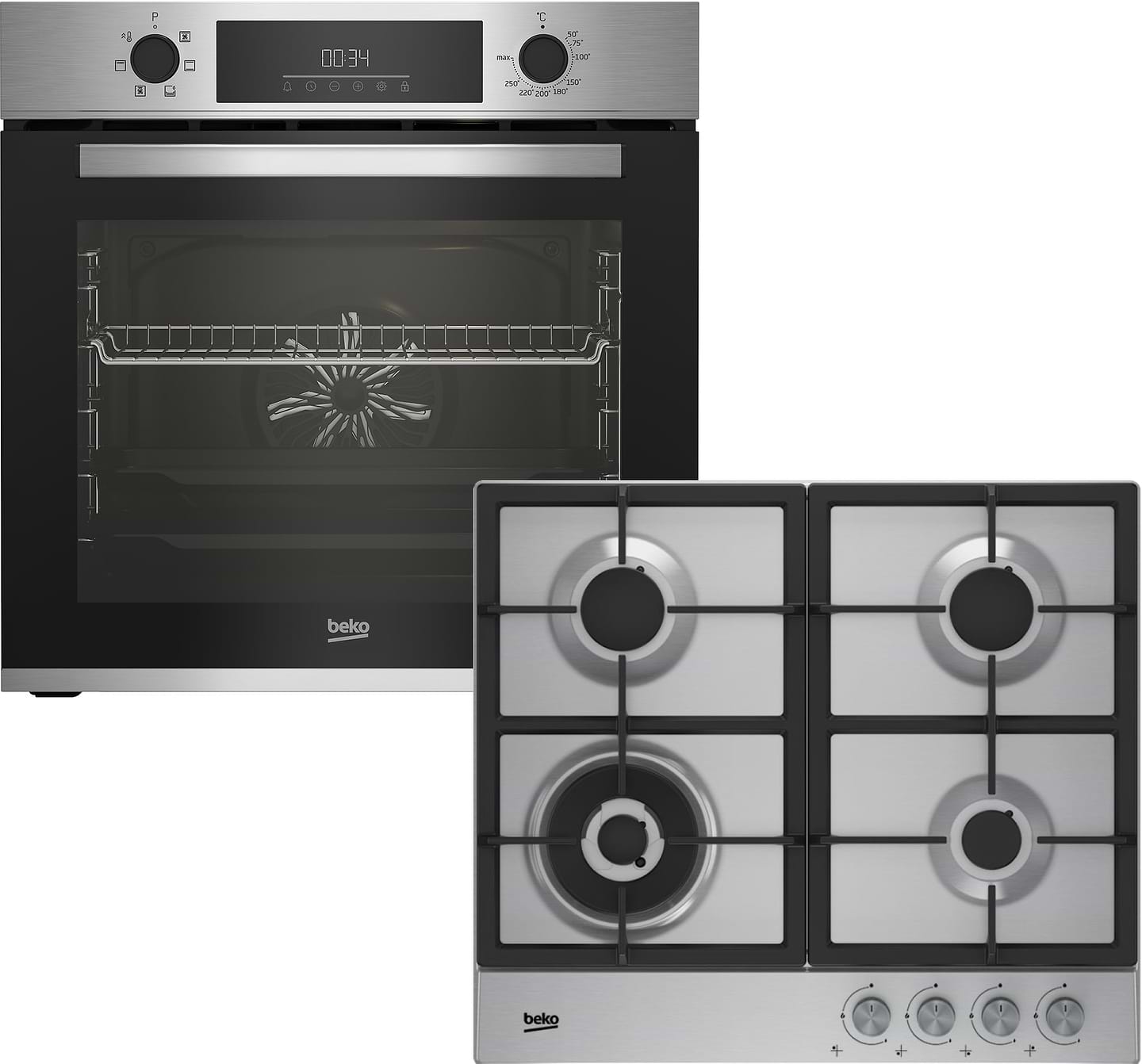 Комплект техніки Beko Духова шафа + Варильна поверхня Beko BBIE123002XD + HIAW64225SX - Фото 1