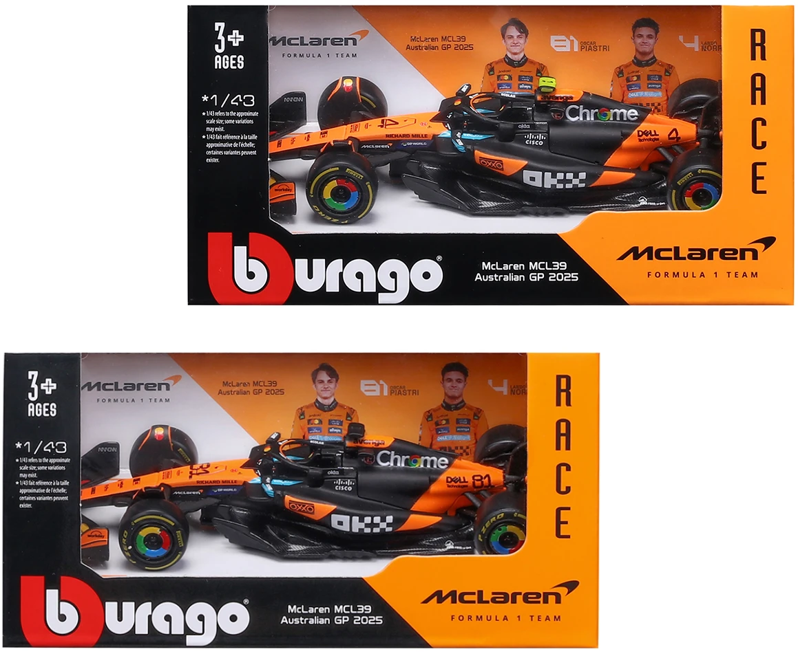 Коллекционная машинка 1:43 Bburago MCLAREN F1 MCL39 (2025) (1:43) (18-38248)