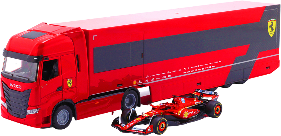 Ігровий набір Bburago ГРУЗОВИК-ТЯГАЧ IVECO S-WAY И БОЛИД SF-24 1:43 (18-36867)