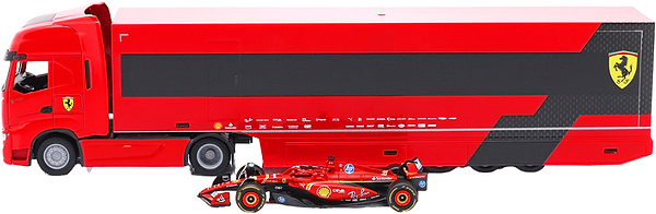 Фото - Игровой набор Bburago ГРУЗОВИК-ТЯГАЧ IVECO S-WAY И БОЛИД SF-24 1:43 (18-36867)