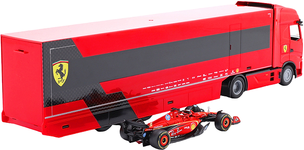 Фото - Игровой набор Bburago ГРУЗОВИК-ТЯГАЧ IVECO S-WAY И БОЛИД SF-24 1:43 (18-36867)