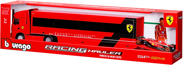 Фото - Игровой набор Bburago ГРУЗОВИК-ТЯГАЧ IVECO S-WAY И БОЛИД SF-24 1:43 (18-36867)