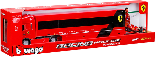 Фото - Игровой набор Bburago ГРУЗОВИК-ТЯГАЧ IVECO S-WAY И БОЛИД SF-24 1:43 (18-36867)