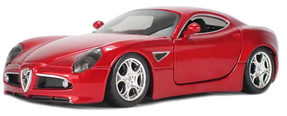 Коллекционная машинка 1:32 Bburago Alfa 8C Competizione (2007) (красный металлик, 1:32) (18-43004)