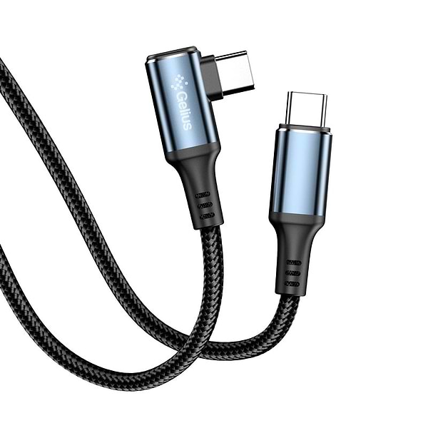 Фото - Кабель синхронізації даних Gelius Cable Corner GP-UCN011 Type-C to Type-C Black (1,2m) (100W)