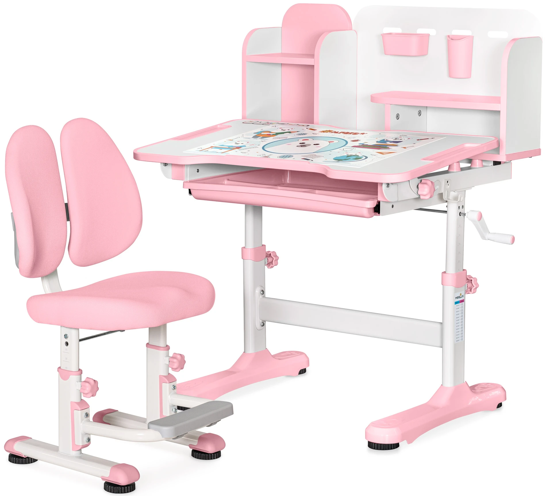 Комплект меблів шкільний Mealux Panda Pink (BD-28 PN)