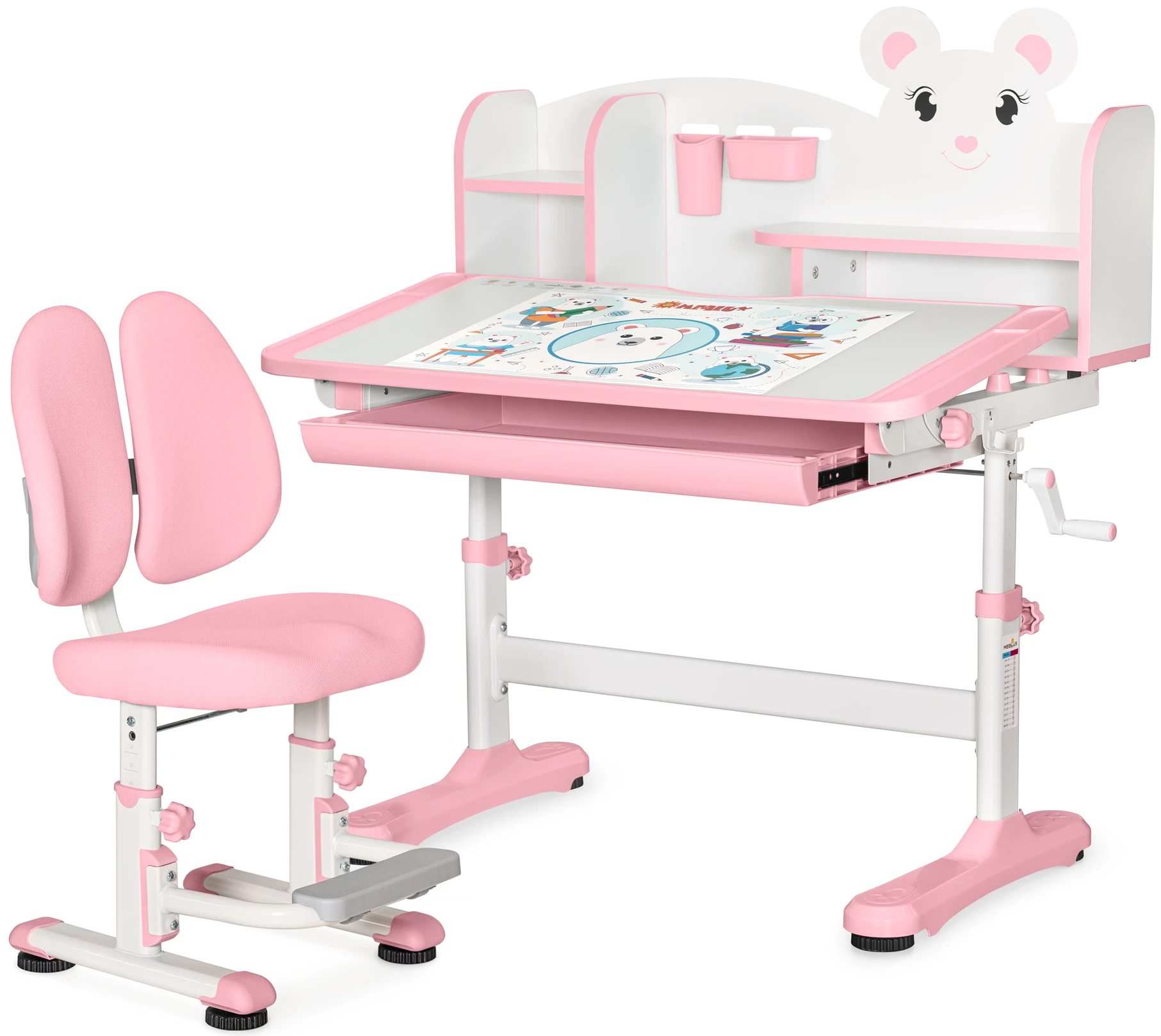 Комплект меблів шкільний Mealux Panda XL Pink (BD-29 PN)