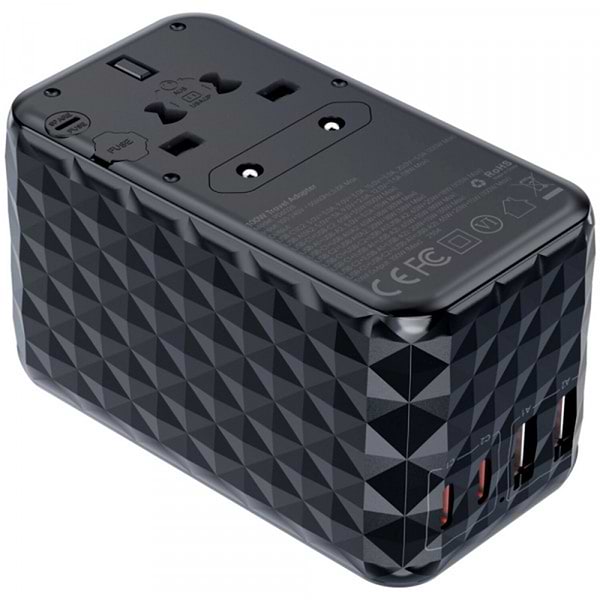 Фото - Сетевое зарядное устройство Choetech 4xUSB 100W PD 2хUSB-C+2хUSB-A сharger diamond model Black (PD6028-BK)