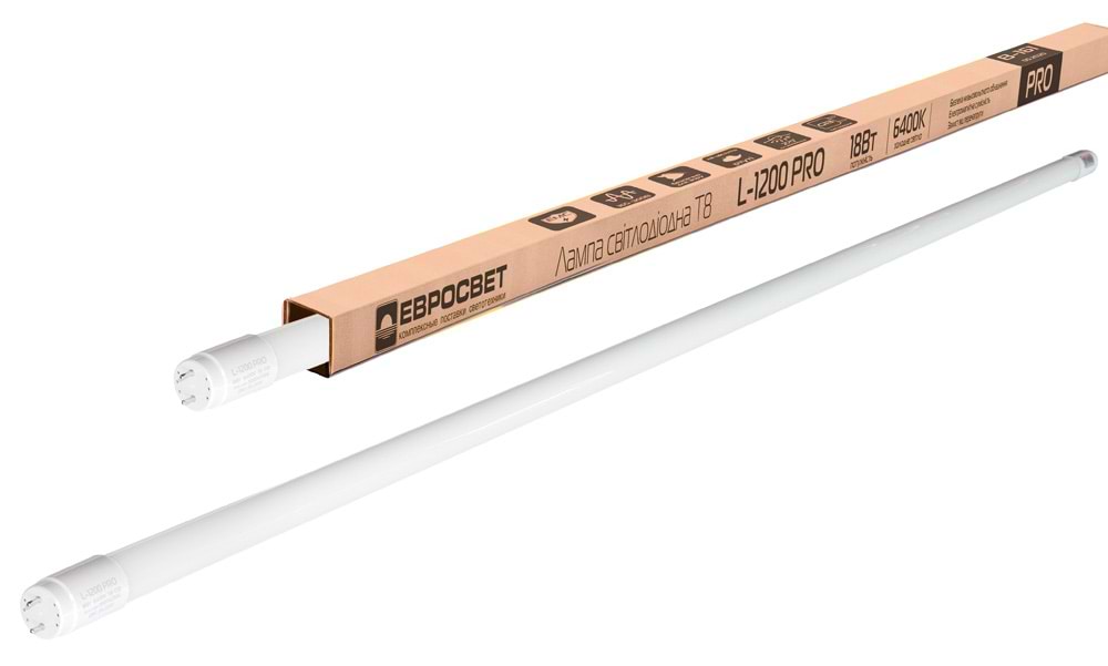 Лампочка світлодіодна Євросвітло PRO 18Вт 6400K L-1200, T8 G13 (000042356)