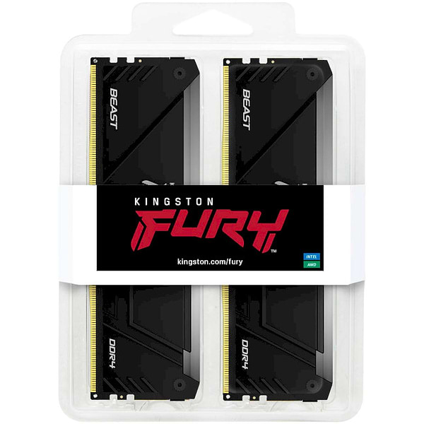 Фото - Память DDR Kingston Fury Beast RGB Black DDR4-3200 64GB (2x32GB) CL16-20-20 1.35V XMP (KF432C16BB2AK2/64)