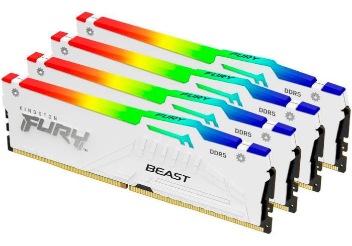 Пам'ять DDR Kingston Fury Beast White RGB DDR5 4x32GB/5600 (KF556C40BWAK4-128)